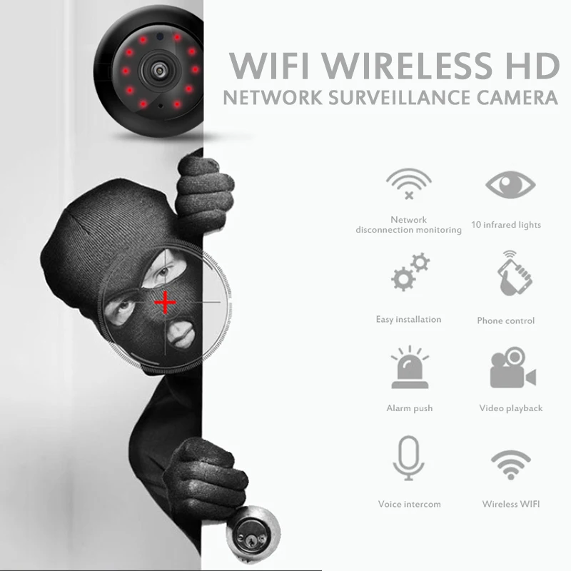

Беспроводная мини-камера видеонаблюдения, 1080P, Wi-Fi