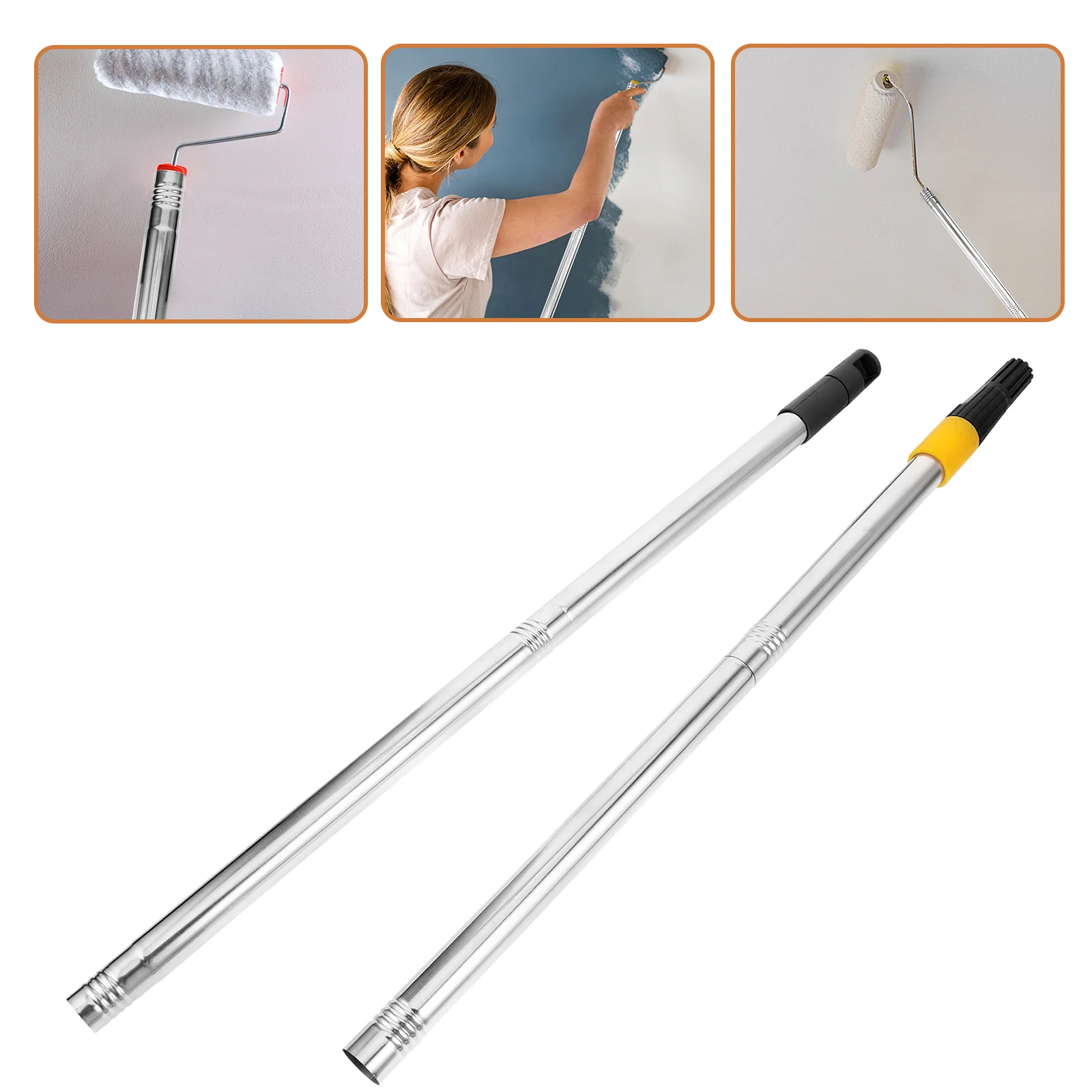 

Stainless Steel Poles Tools Roller Kit Rollers Metal Brush Absorb Water Paint Extension Painting