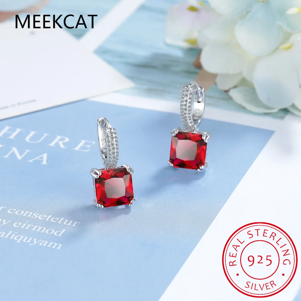 Квадратный натуральный синий топаз гранат сапфир рубин изумруд стерлинговое