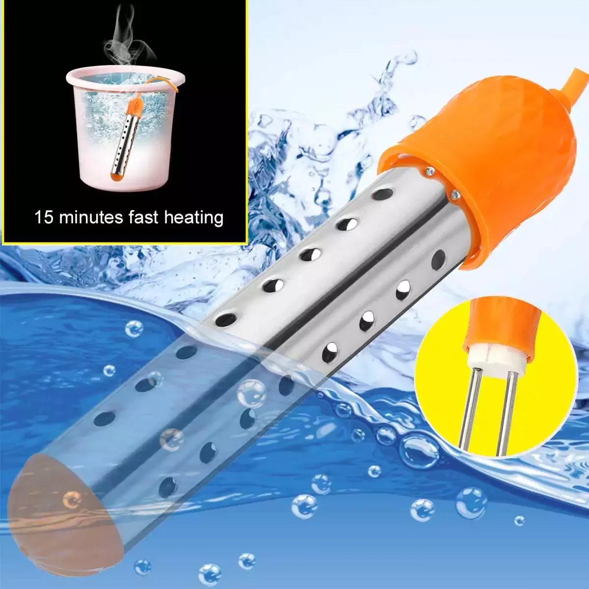 

2000/2500/3000W Electricity Immersion Water Heater Boiler Portable Water Heating Rods for Inflatable Swimming Pool
