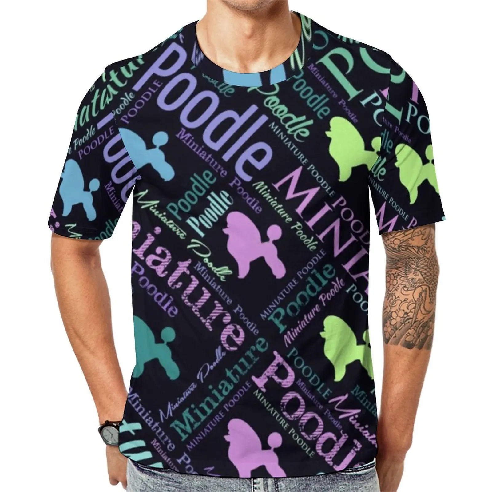 

Animal Word Art T-Shirt Miniature Poodle Men Cool T Shirts Original Design Tee Shirt Short Sleeve Aesthetic Big Size Clothing