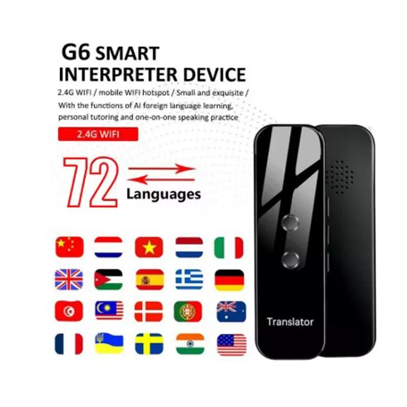 

G6 Smart Voice Speech Translator Two-Way Real Time 70 Multi-Language Translation For Learning Travelling Business Meet