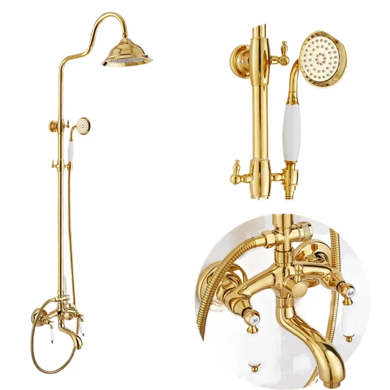 Смеситель для душа ванны антикварный ORB золотой стиль телефона настенный кран