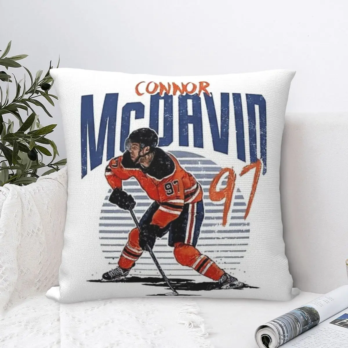 Connor McDavid 97 для фанатов Edmonton Oilers квадратная наволочка удобная подушка дома