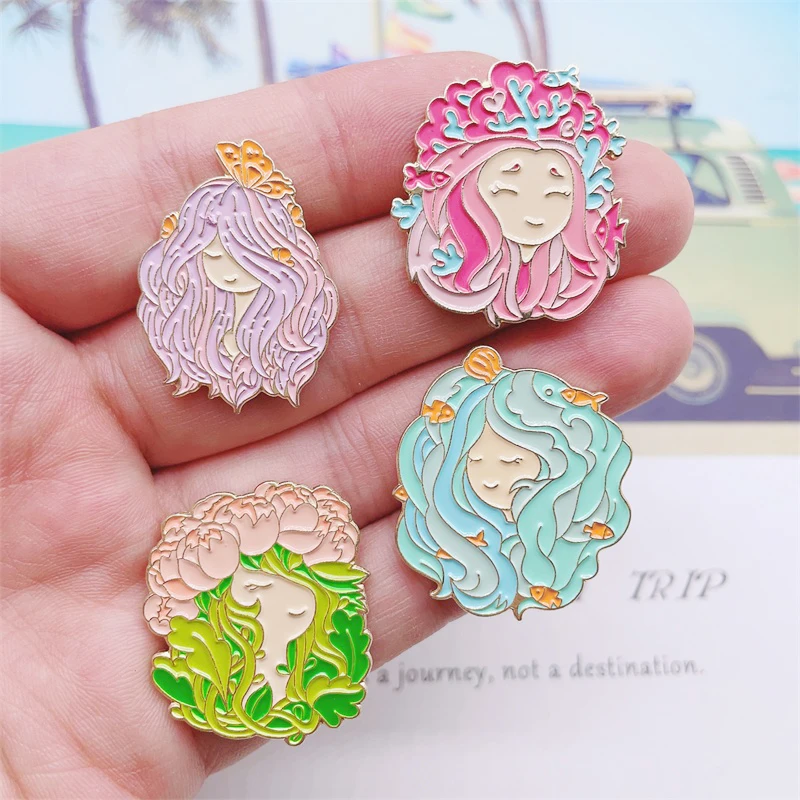 Женская эмалированная брошь-значок с изображением цветов