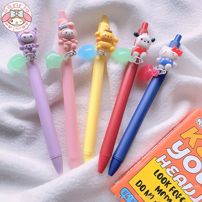 

New 12pcs Sanrio Cartoon Press Gel Pen Melody Kuromi Pochacco 0.5 Student Stationery Children's Learning Gifts School Office Pen