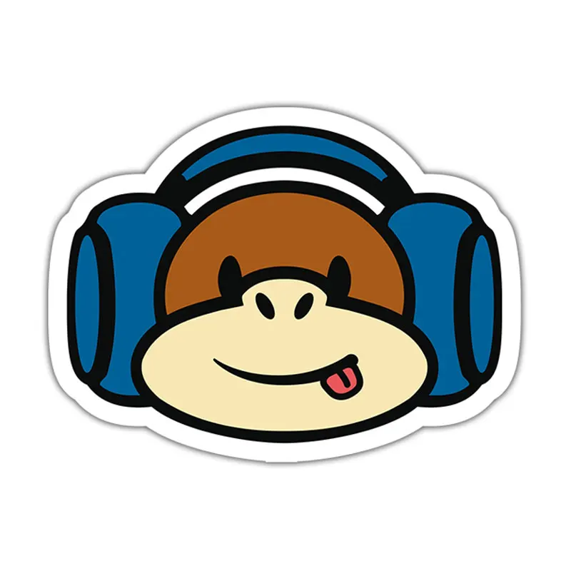 

LLY-2406 Funny Monkey Listening To Music Modeling Popular Car Stickers PVC Hot Selling Auto Window Bumper Waterproof Decals