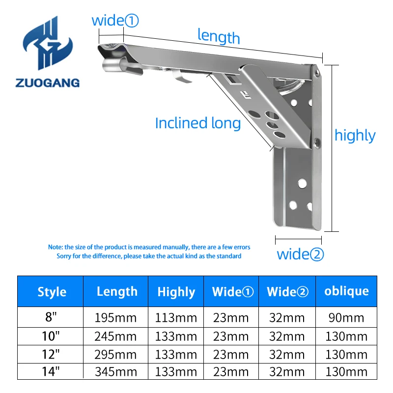 ZG Bracket Wall Mounted Bench Table Shelf Support Hidden Furniture Hardware Folding Triangle |