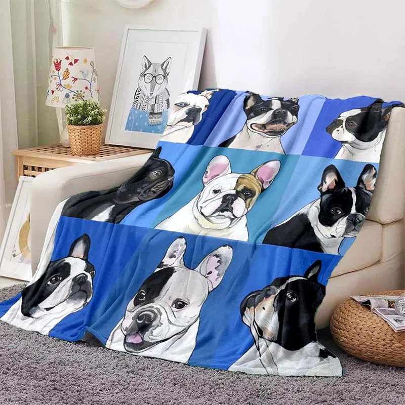 

Boston Terrier Dog Cartoon Blankets and Throws Soft Light Weight Blanket for Bed Couch and Living Room Suitable All Seasons