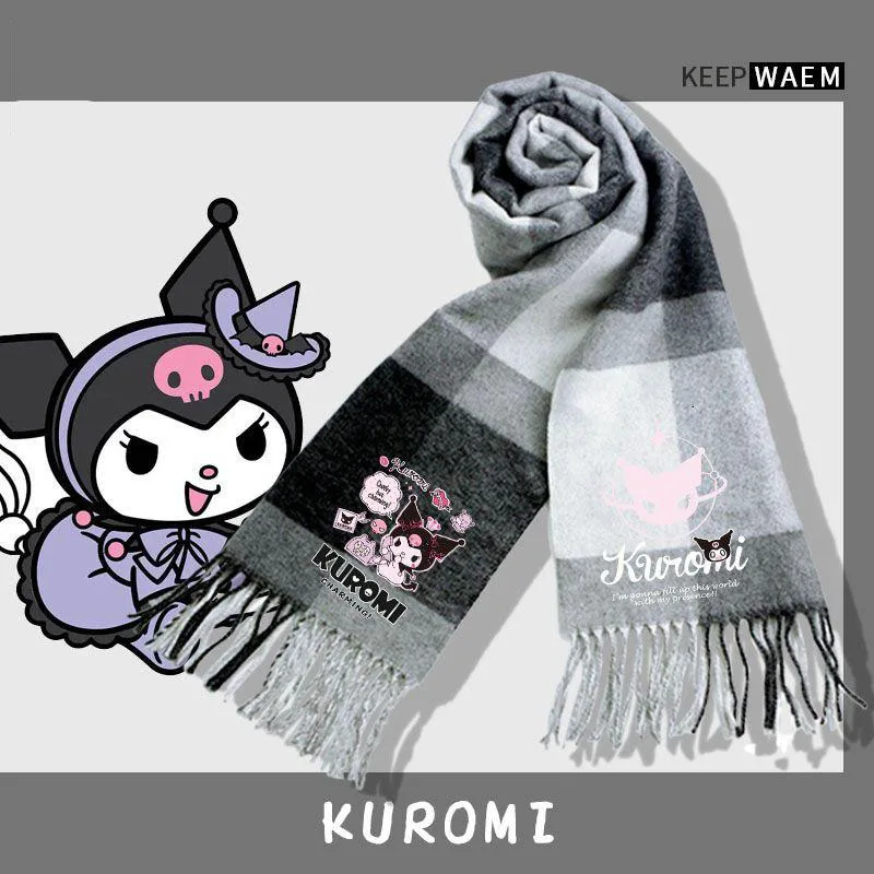 

Sanrio Kuromi Cashmere Checked Scarf Men and Women Winter Versatility Warmth and Comfort Kawaii Premium Birthday Gift Gift Box
