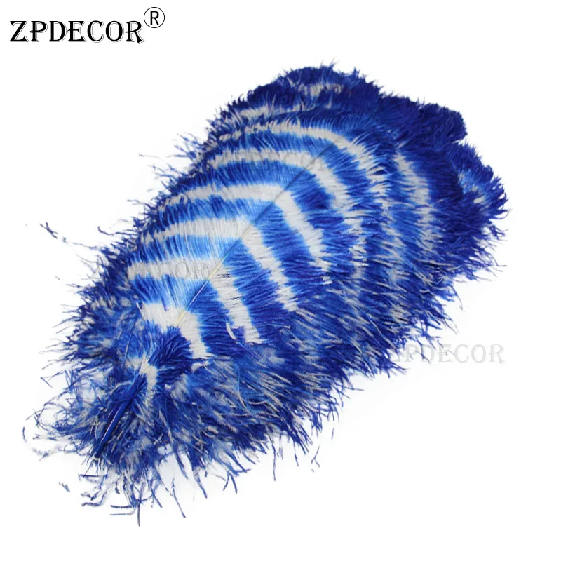 

Перо высокого качества, белый + королевский синий, 60-65 см