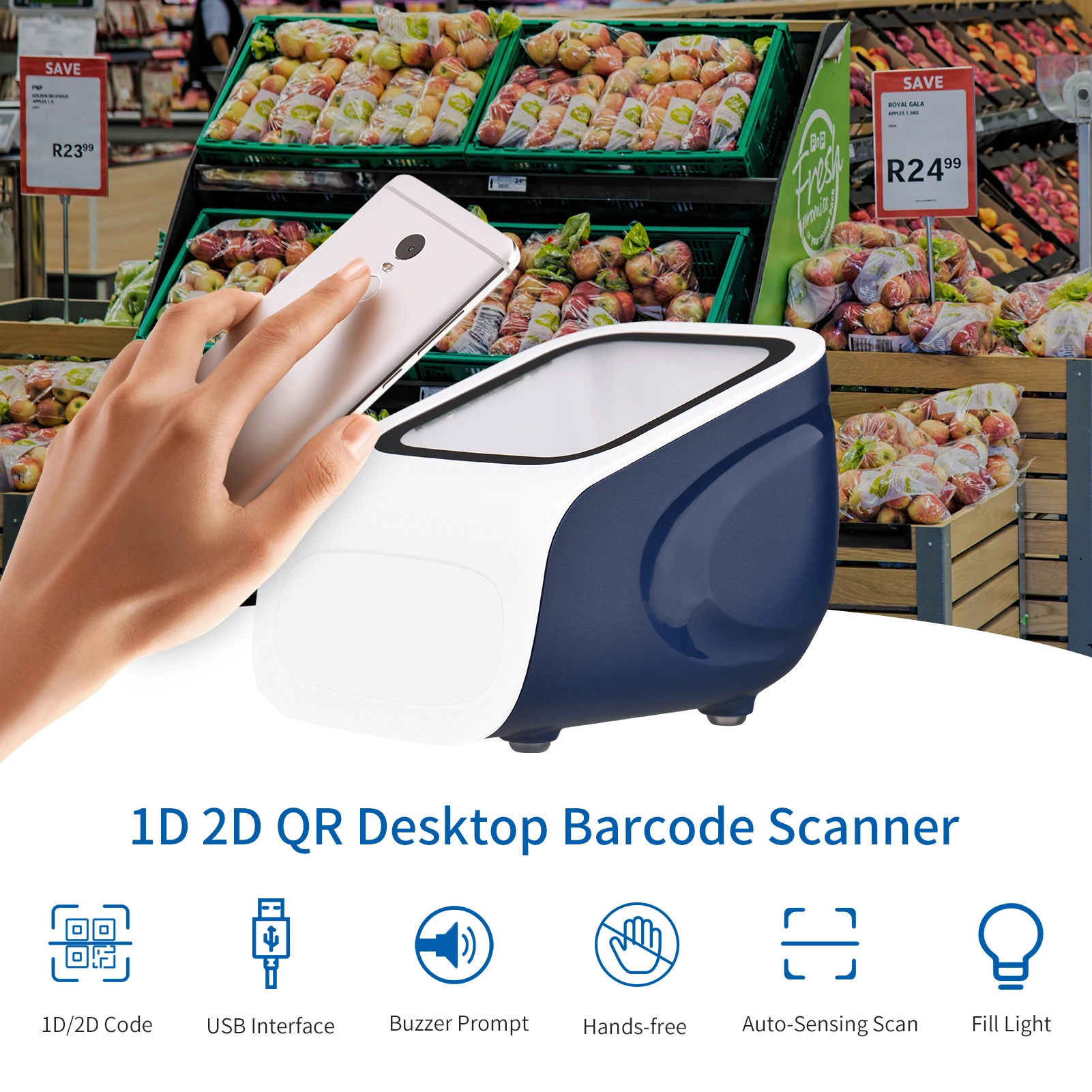 Сканер штрих-кода 1D 2D QR проводной сканер с подключением к USB совместим windows и Android -