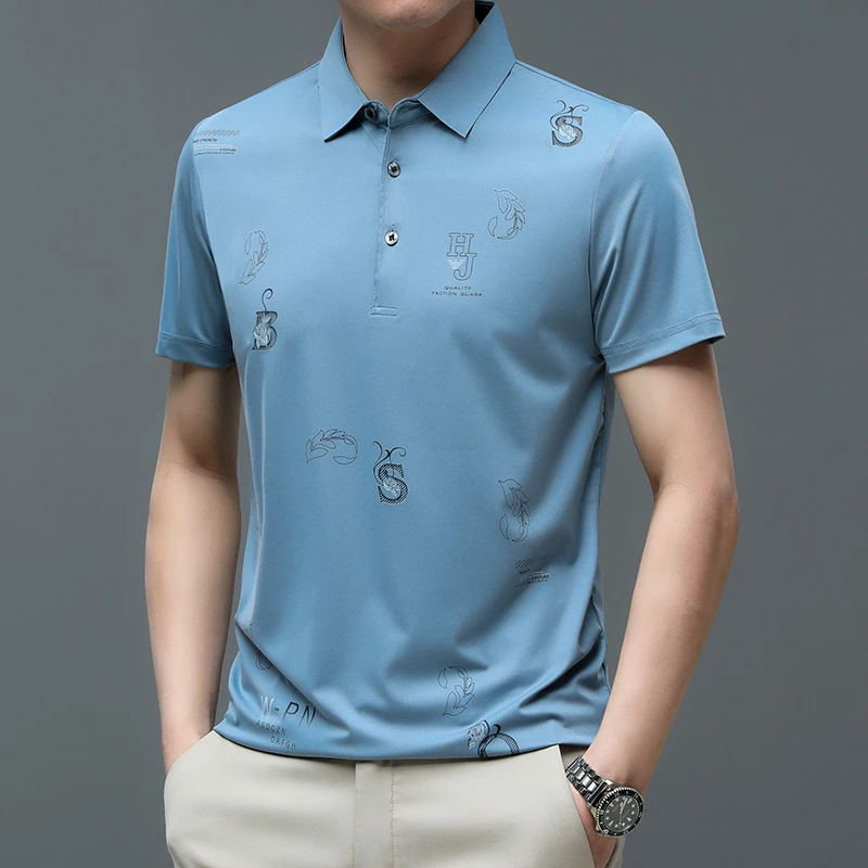 

Рубашка-поло мужская с коротким рукавом, модная тенниска с лацканами, повседневная одежда для гольфа, деловой стиль, уличная одежда