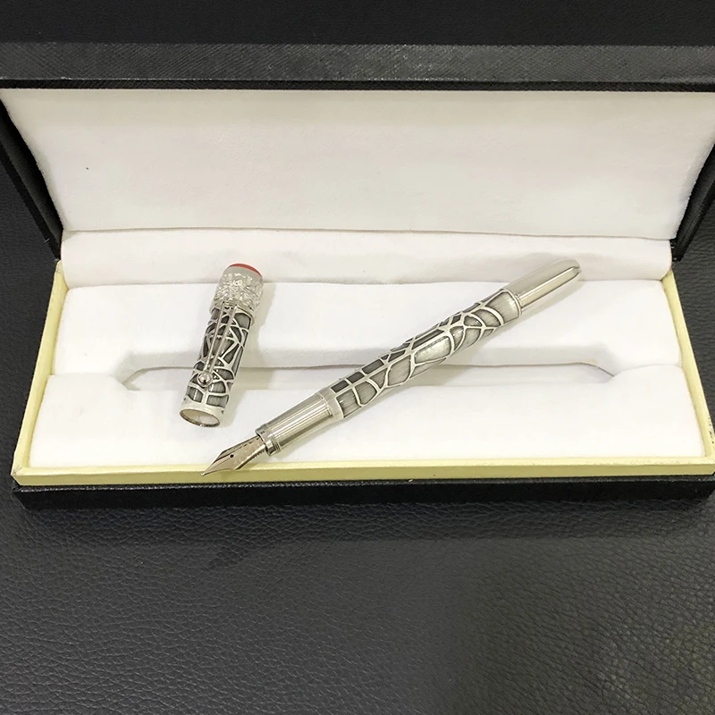 

2022 New MB Spider Web Pattern Barrel Metal Black Red Rollerball Pens for Writing GIFT shoocl pen