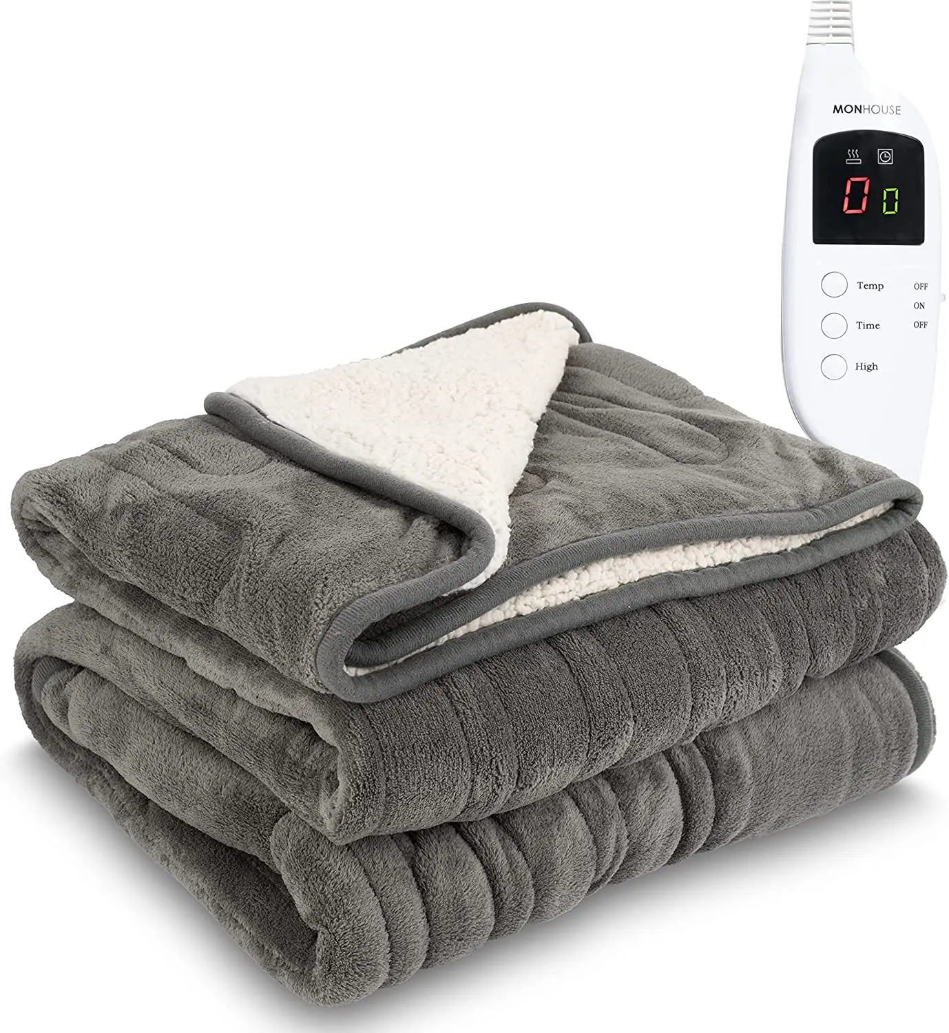 

Heated Throw - Electric Blanket - Digital Controller - Timer up to 9 hours, 9 Heat Settings, Auto Shutoff - Machine Washable
