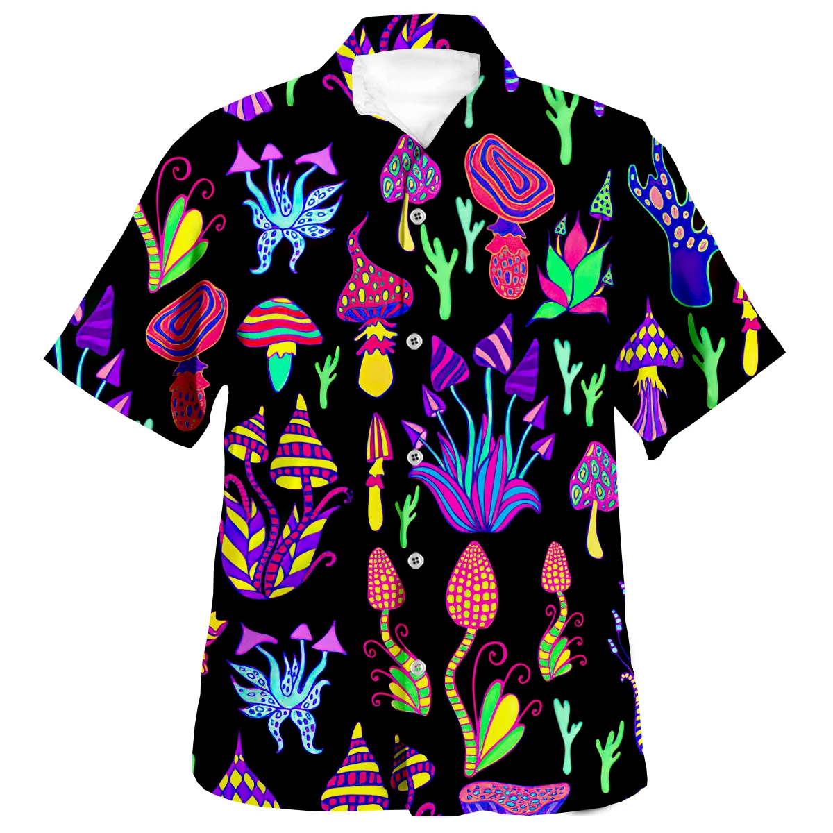 New Summer Psychedelic Mushroom 3d Printed Hip-hop Shirt Casual Loose Plus Size Men's And Women's Fashion Beach Party Trend