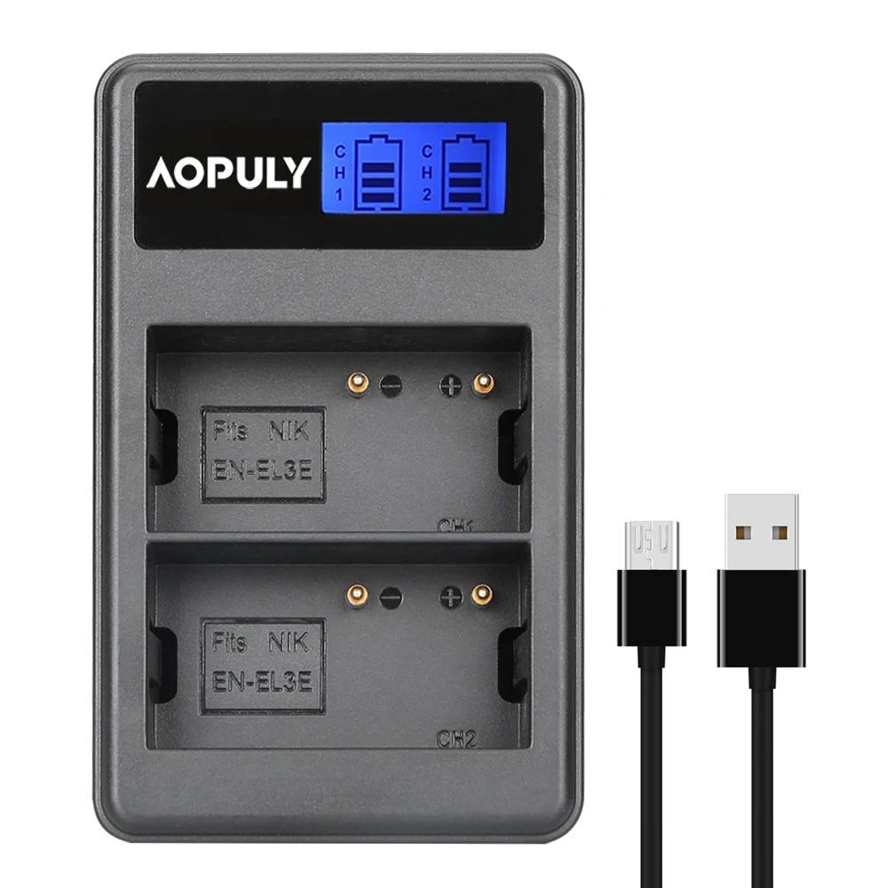 Зарядное устройство AOPULY EN-EL3e ENEL3e EN EL3e USB LCD для цифровой камеры Nikon D70 D90 D80 D100 D200 D700 |