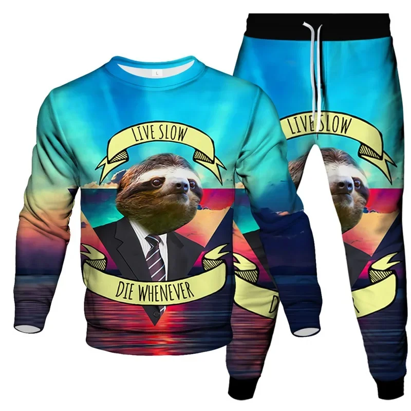 Костюм спортивный мужской из 2 предметов свитшот с принтом единорога лошади