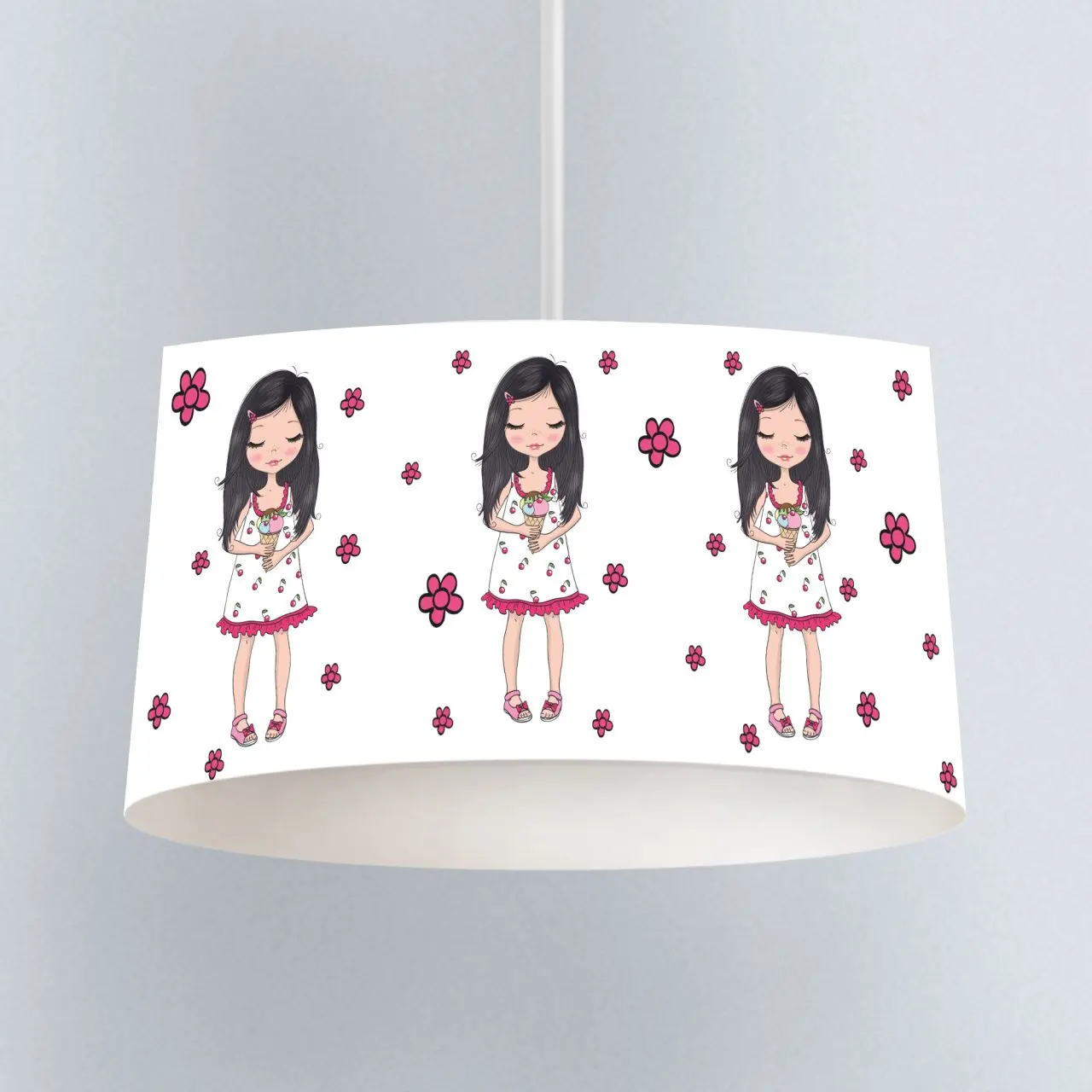 

Cute Cartoon 3D Print Baby Kids Room Born Model Pvc Fabric Cover Ceiling Drum Shape Round Modern Chandelier Decorative Led nordi