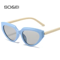 soei vintage contrast color cat eye sunglasses women fashion shades uv400 trending men blue green sun glasses