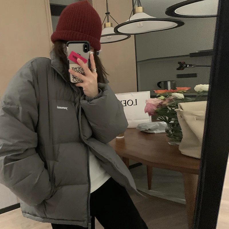 Women's Down Padded Jacket Korean Version Stand Collar Wide Thickened Warm Clothing Casual Loose Down Cotton Winter Jackets