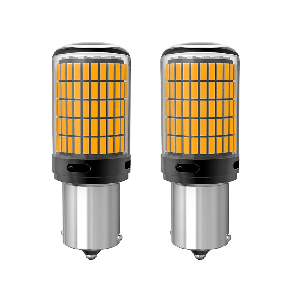 

2pcs BA15S P21W BAU15S PY21W 1157 BAY15D P21/5W W21W T25 Front Rear Turn Signal Bulb Canbus Led Amber Yellow 4014 Chipset 150SMD