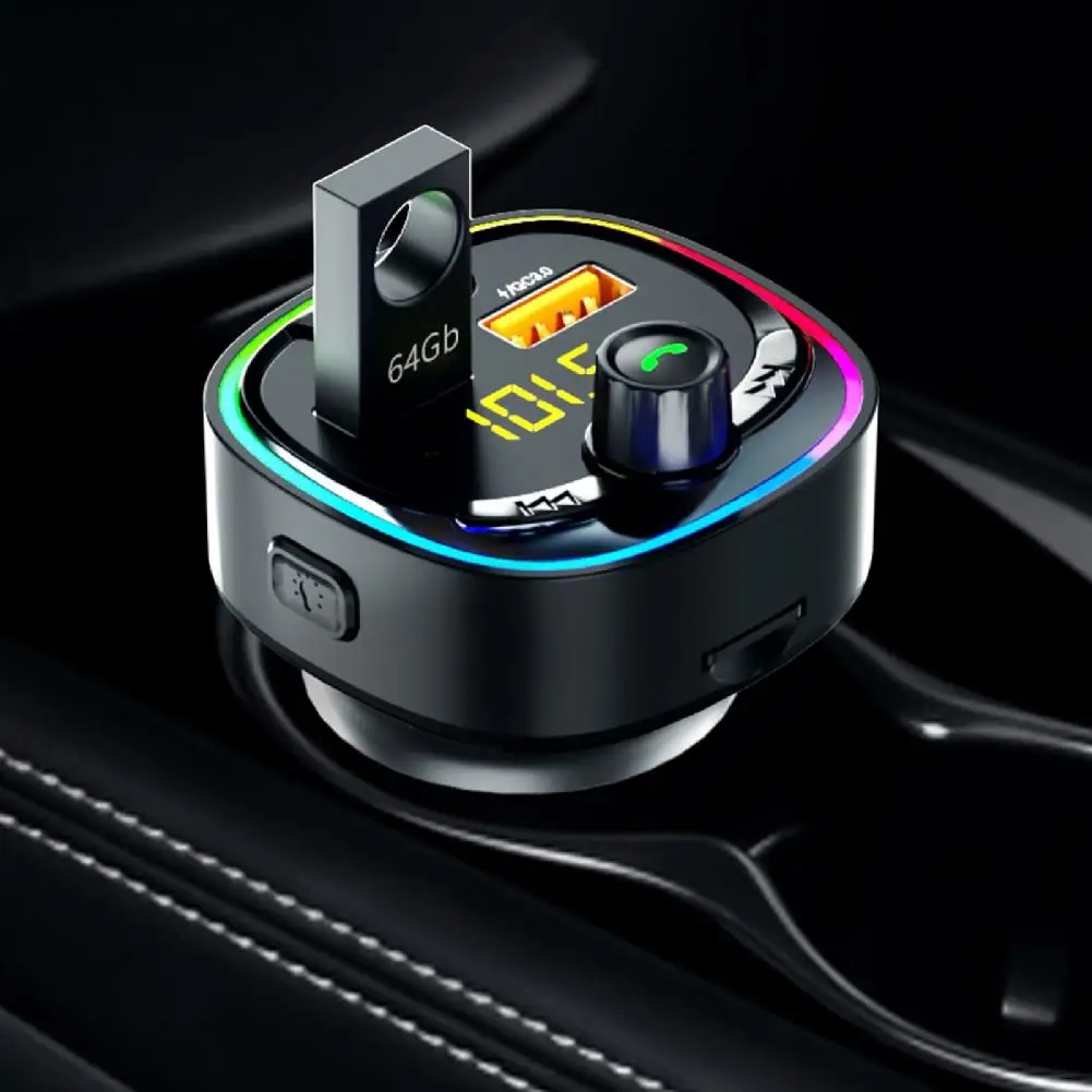 

Модулятор FM-передатчика, Автомобильный светодиодный mp3-плеер, Bluetooth 5,0, быстрое зарядное устройство USB для автомобиля, Aux радио, Hands Free, 12-24 В, ав...