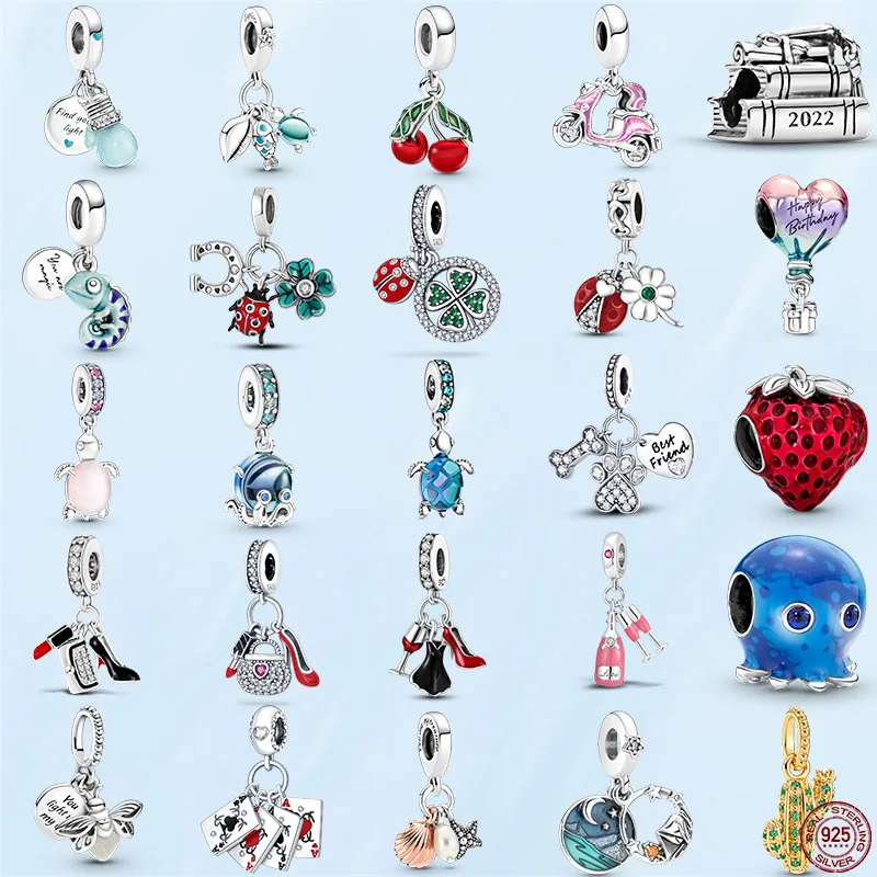 

2022 New 925 Silver Fish, Sea Turtle & Conch Triple Dangle Charm Fit Original Brand Bracelet DIY Jewelry Gift