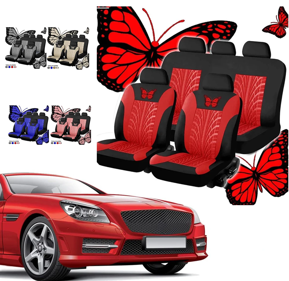 

2/4/9 Pcs Beautiful Butterfly Car Seat Cover Set Car Seat Protection Covers Women Car Interior Accessories