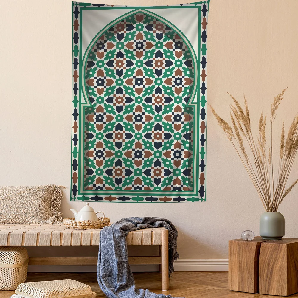 Morocco Door Arabic Cartoon Tapestry Hippie Flower Wall Carpets Dorm Decor Art Home