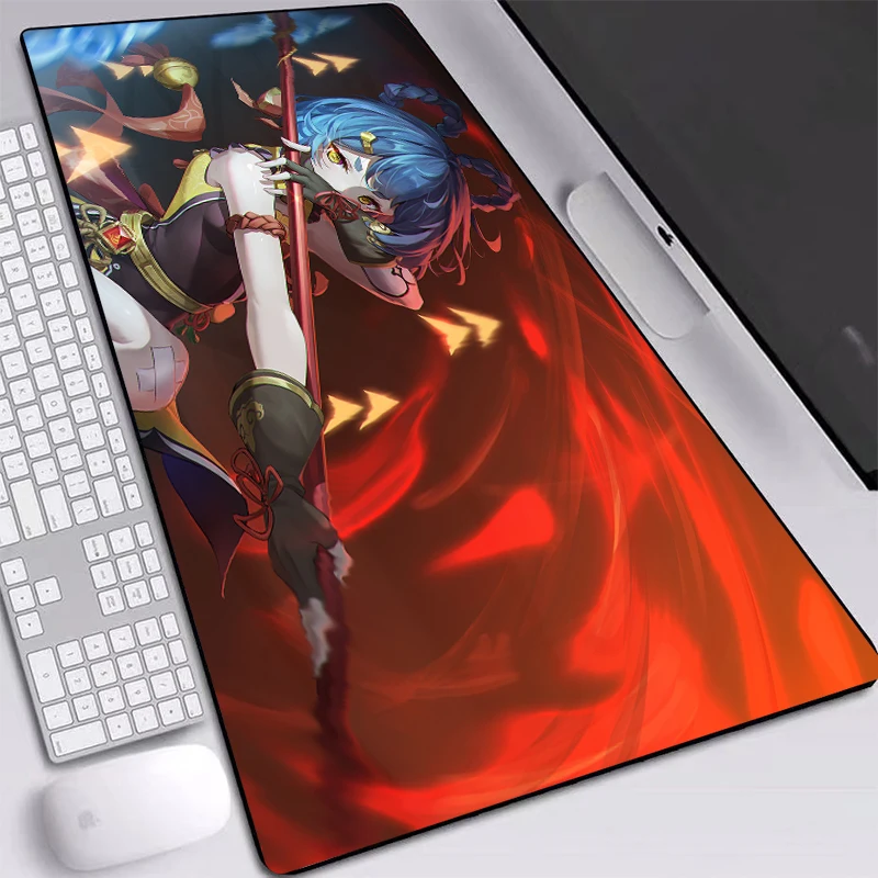 Mouse Pad Genshin Impact Hot Anime Computer Notebook Mat Stitched Edges Otaku Gaming Accessories Waterproof Keyboard Desktop Pad