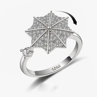 new fashion interesting rotatable umbrella rings for women shiny micro crystal paved open ring jewelry accessories best gifts