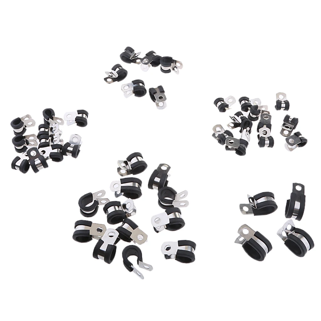 304 Stainless Steel Rubber Cushion Hose Cable Clamps Assortment |
