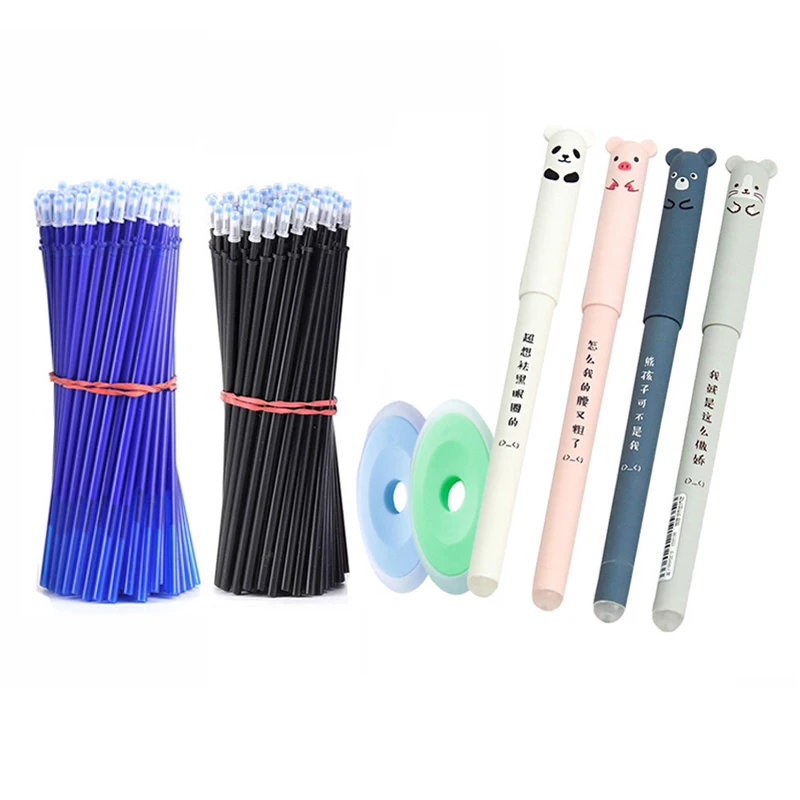 

1pcs Cartoon Animals Erasable Pen 0.35mm Refill Rods Cute Panda Cat Pens Kawaii Ballpoint Pen For School Writing Washable Handle