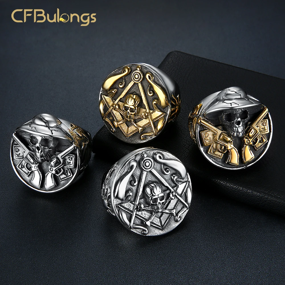 Cfbuдлинное Стандартное круглое кольцо с черепом из нержавеющей стали 316L для езды