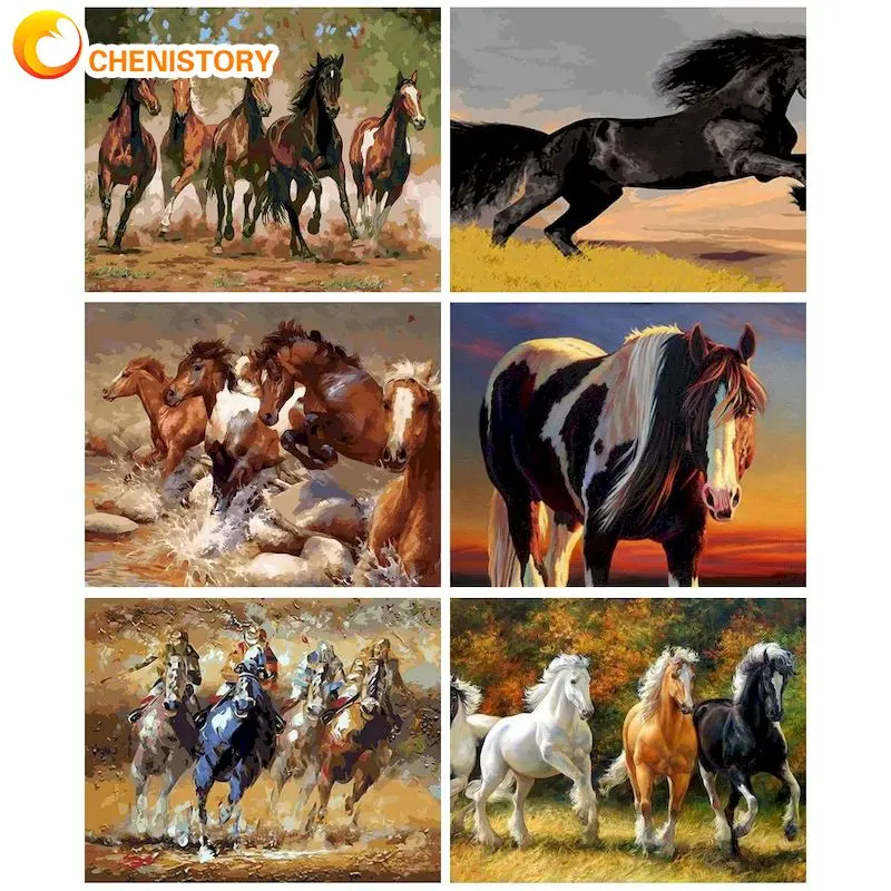 

CHENISTORY Modern Paint By Numbers Frame Paintings On Number Horses Number Painting Personalized Gift Decorative Paintings