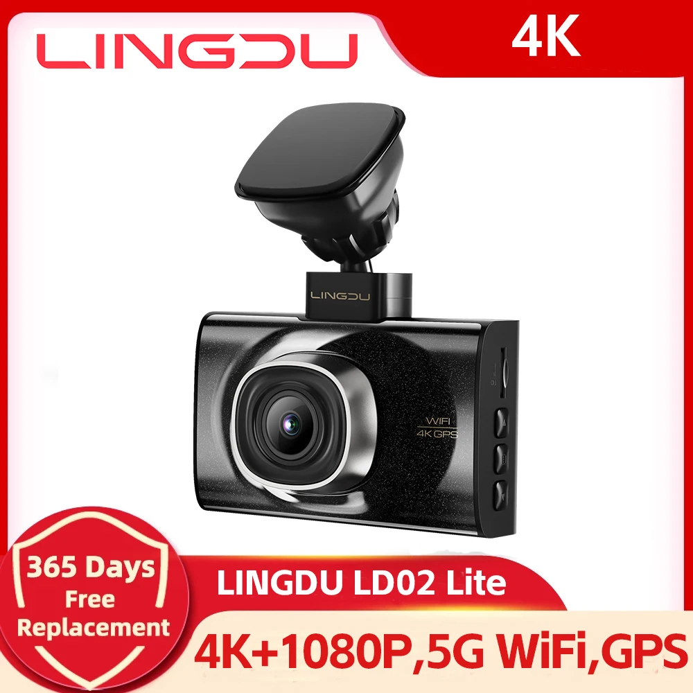 LINGDU LD02 Lite видеорегистратор 4K Передняя 1080P задняя камера 5.8Gh WiFi GPS 3-дюймовый экран Голосовое управление 24-часовой парковочный монитор ночного видения