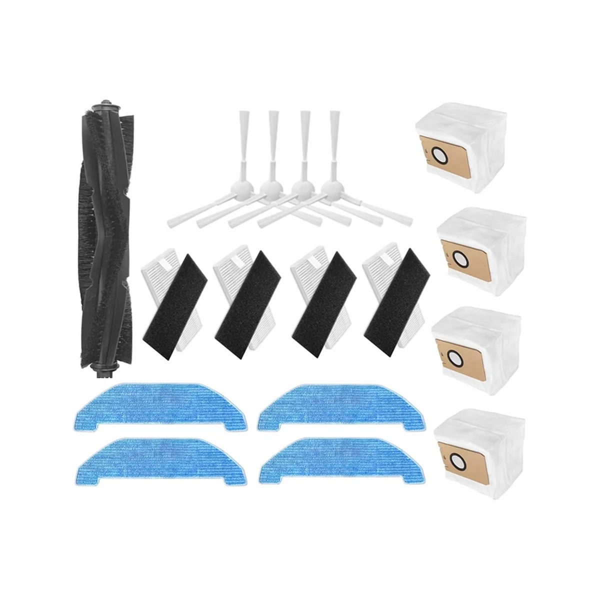 

Vacuum Cleaner Main Brush Roller Side Brush Filter Mop Pad Dust Bag for Q11