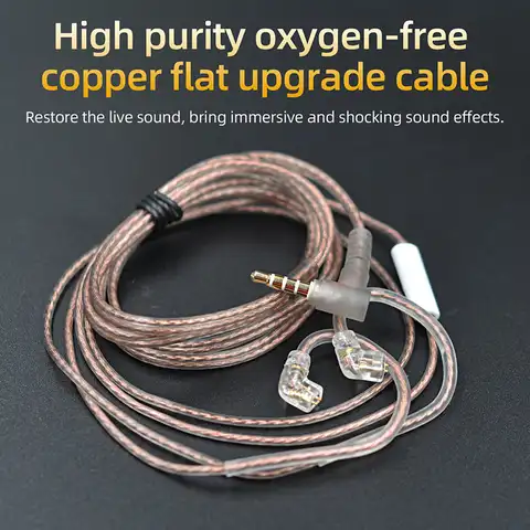 Плоский обновленный кабель из бескислородной меди высокой степени очистки, контактный кабель B/C, кабель с покрытием для KZ/CCA ZST ZSR ZSN PRO, провод...
