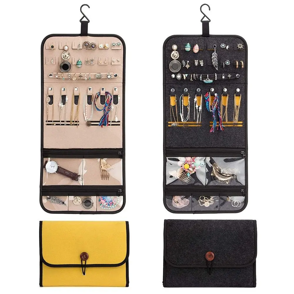 

Фетровая сумка для хранения ювелирных изделий, складной органайзер для ожерелий в рулоне, Модная бижутерия, Женская дорожная сумка