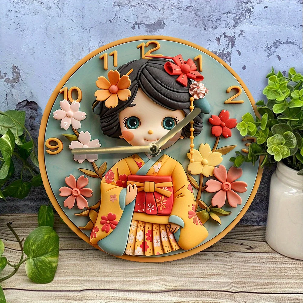 Бесшумные настенные часы с японским кимоно набор для сборки сделай сам