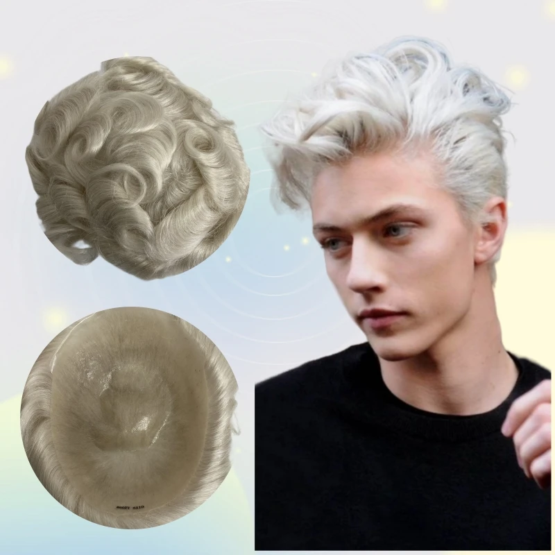 60ry 8x10 Knots Pu Toupee For White Men