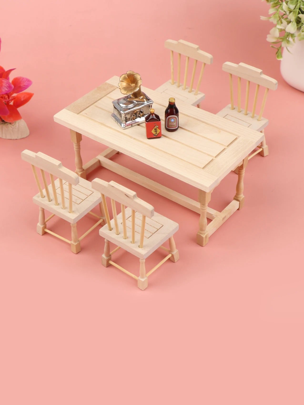 

1 Set 1:12 Dollhouse Mini Dining Table Chair Doll Kitchen Furniture Decor Toy New 14.5X7.7X7CM