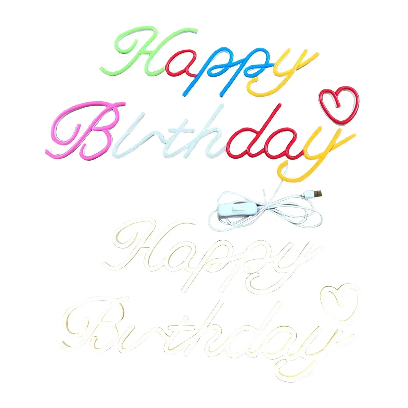 

Happy Birthday Neon Signs Wall Decor Banner Lamp for Any Age LED Light Party