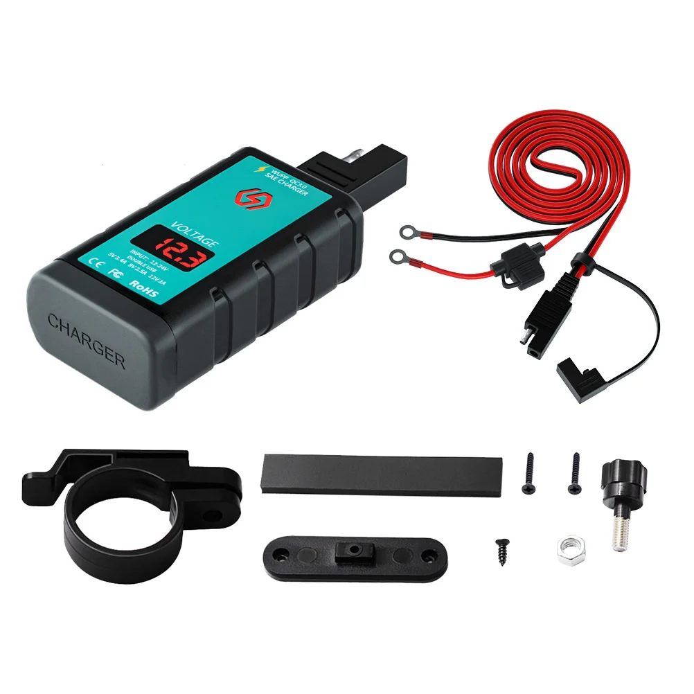 

1 Set Motorcycle Single USB Charging Adapter Type-C SAE Plug for Phone