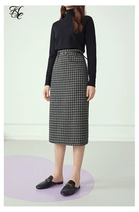 Юбка женская клетчатая с люрексом, с высокой талией, на осеньзиму, трапециевидная, черная, 2020