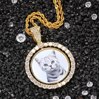 scooya rotatable doublesided photo pendant necklace color photo men and women couple necklace commemorative gift fashion jewelry