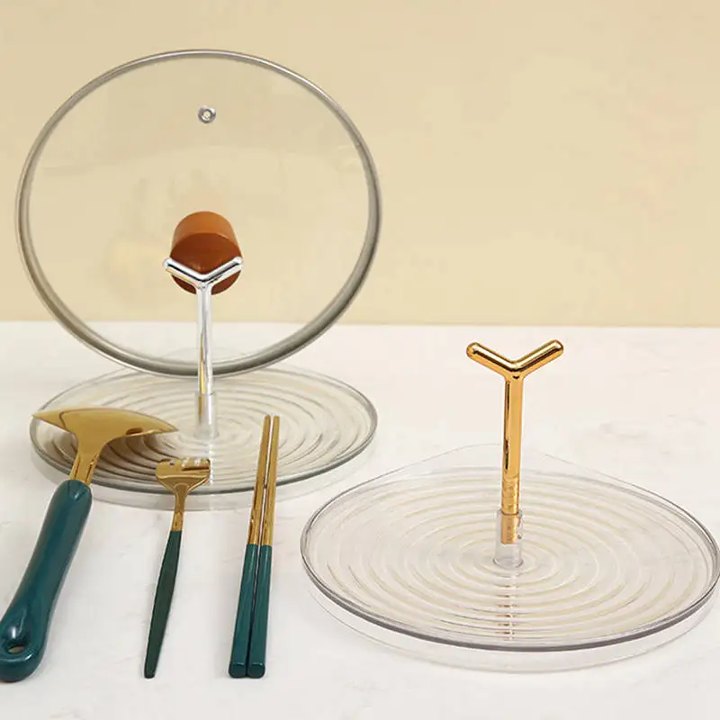 

Electroplated Pot Lid Rack Kitchen Countertop With Water Tray Household Pot Lid Pot Spatula Soup Spoon Storage Rack