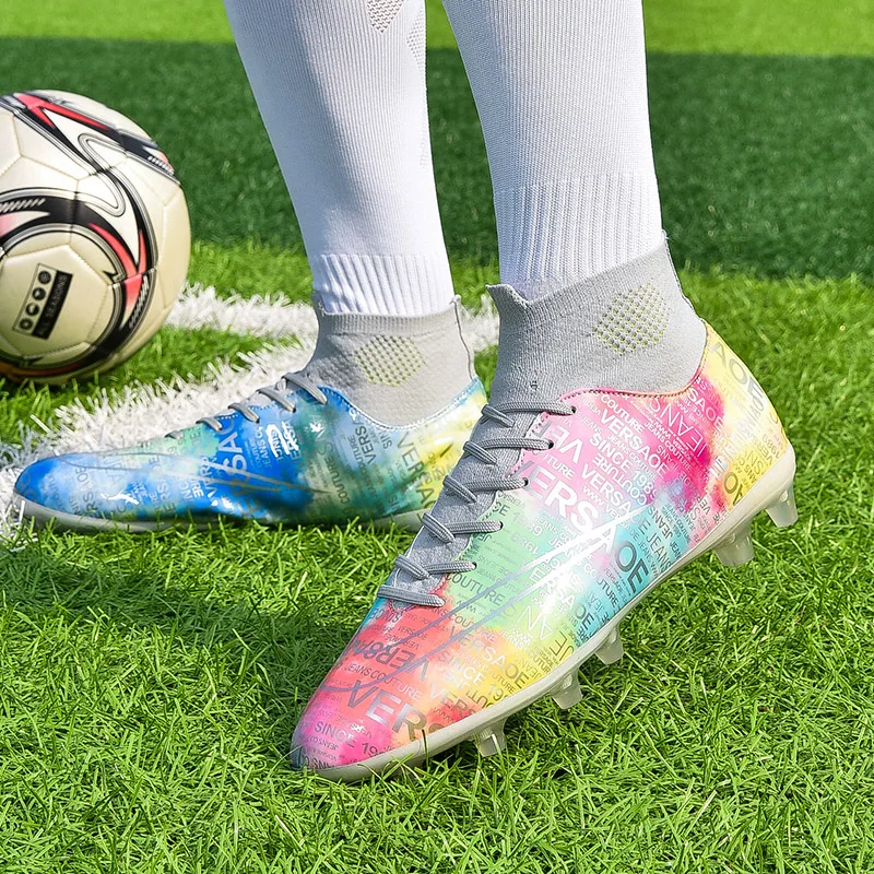2022 Professional TF/FG Football Boots Men Society Soccer Cleats Fashion Colorful Print Soccer Shoes Men Training Sports Sneaker