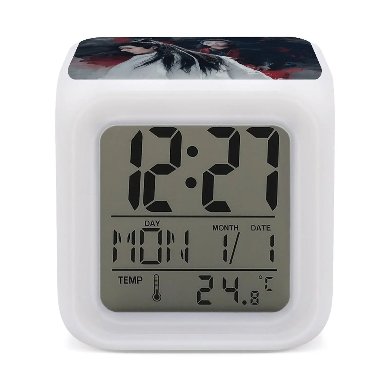 

DIY Mute WangXian. THE UNTAMEDS Photographic Print LED Display Novelty Colorful Color Changing Alarm Clock Guest Bedroom Humor